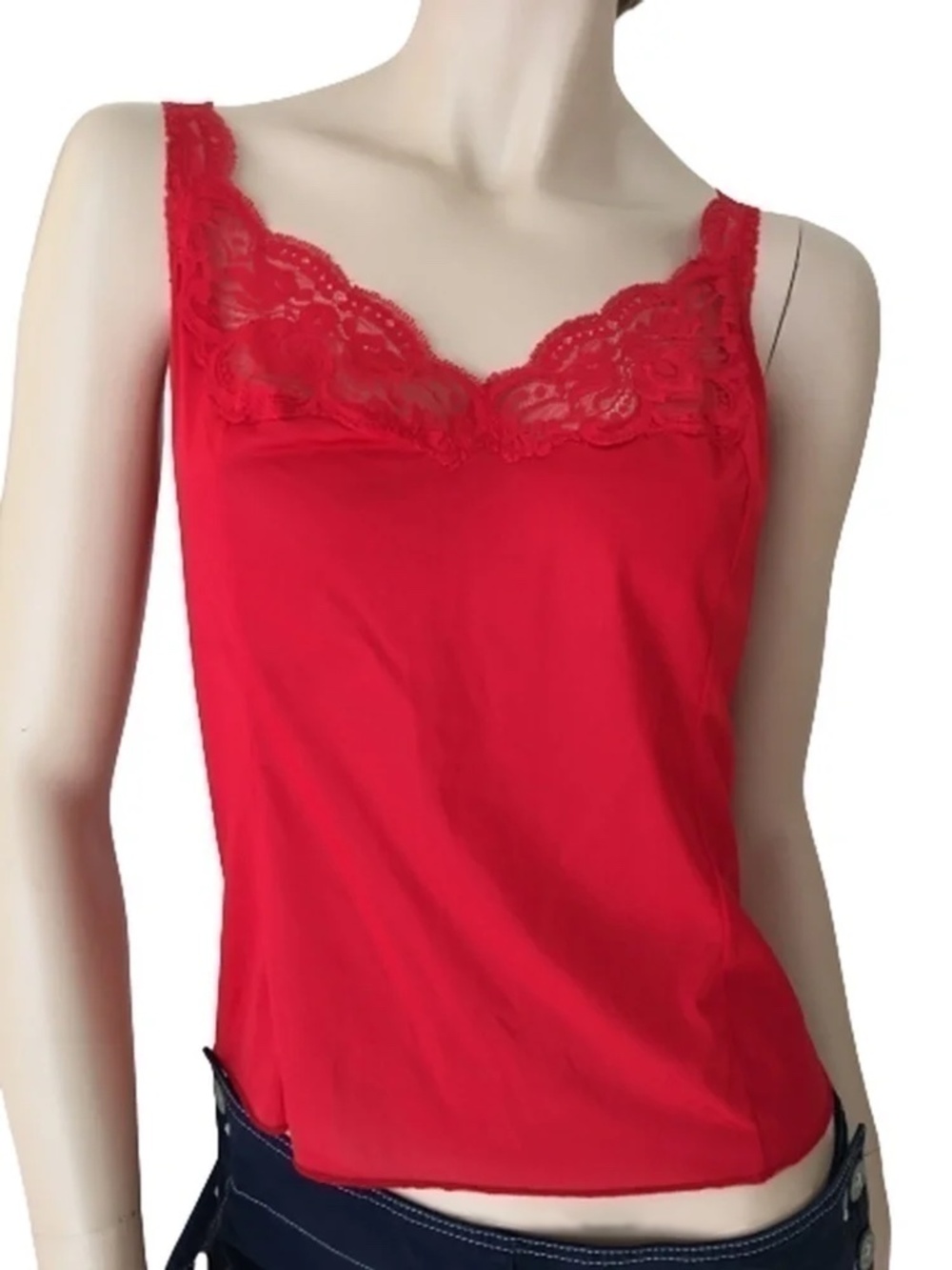 Vintage Olga Lipstick Red Lace Lacy Camisole Cami Top Gorgeous NWOT